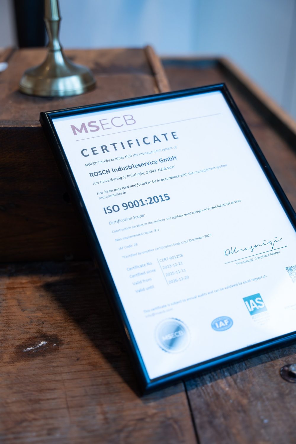 ISO 9001 Zertifikat von ISOGRAF